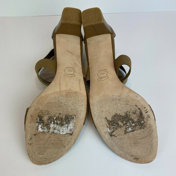 Stuart Weitzman Heeled Sandals 10 Midexter Stretch Strappy Chunky Leather‎ - Picture 7 of 10